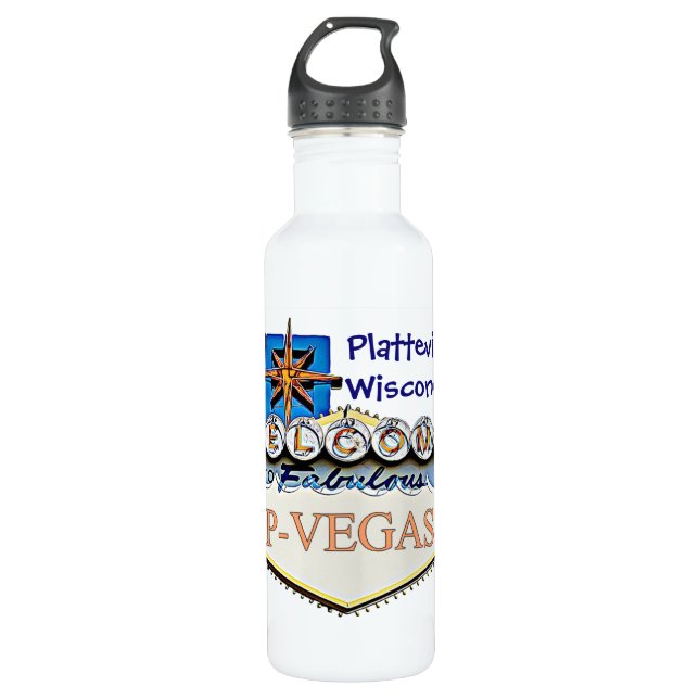 Platteville, Wisconsin P-Vegas Water Bottles (Front)