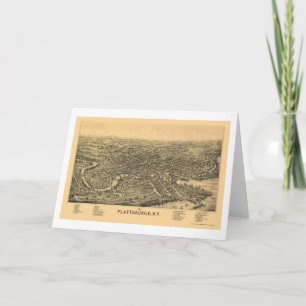 Plattsburgh, NY Panoramic Map - 1899 Card