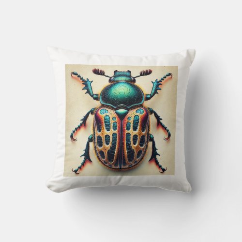 Platydema beetle 070724IREF101 _ Watercolor Throw Pillow