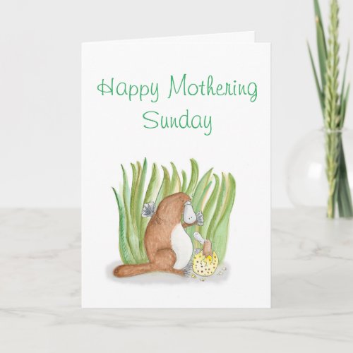 Platypus and egg Mothering Sunday card