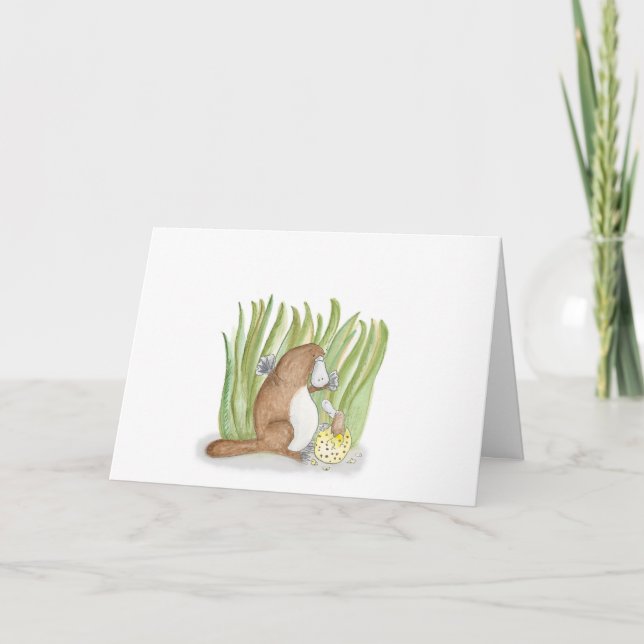 Platypus and egg Mothering Sunday card (Front)