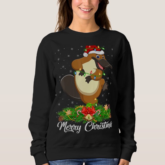 Platypus Animal Lover Matching Santa Hat Platypus  Sweatshirt (Front)