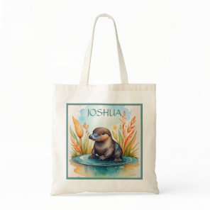Platypus baby australian animal watercolor school  tote bag
