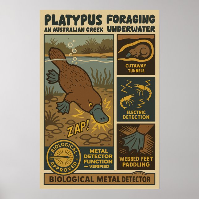 Platypus Biological Metal Detector Art Poster (Front)