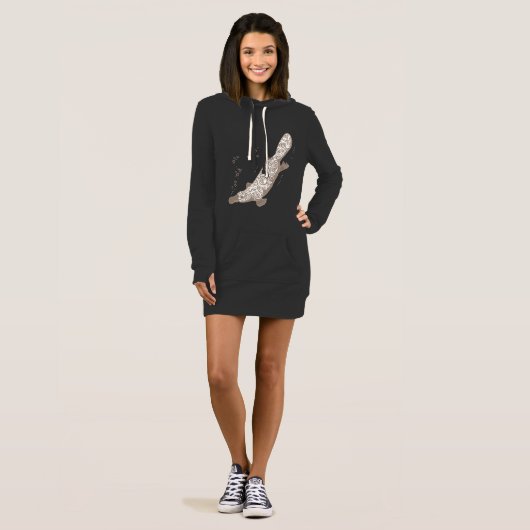Platypus brown ladies diving t-shirt dress (Front Full)