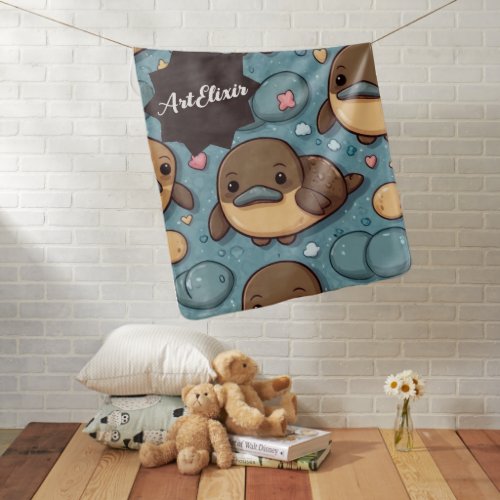 Platypus Brown Print Baby Blanket