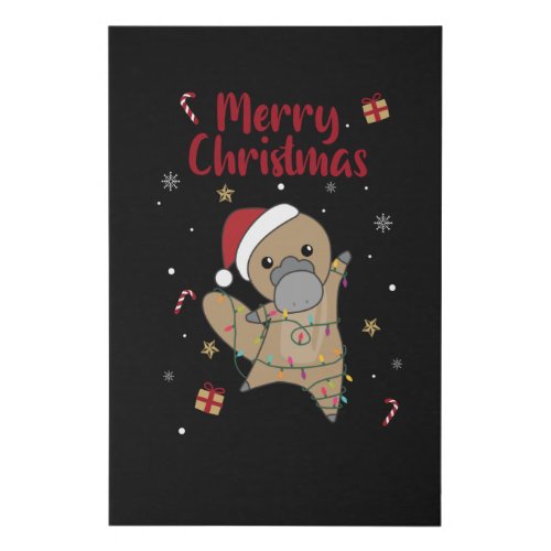 platypus Christmas Tabes Sweet Animals Faux Canvas Print