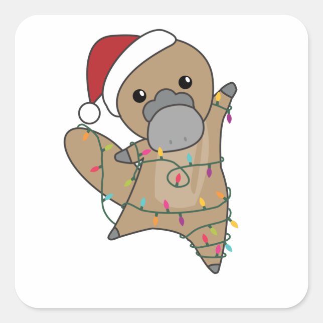 platypus Christmas Tabes Sweet Animals Square Sticker (Front)