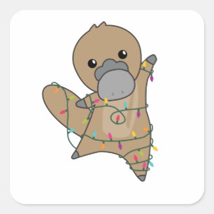 platypus Christmas Tabes Sweet Animals Square Sticker