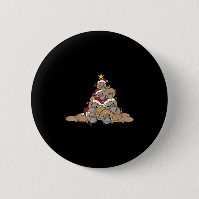 Platypus Christmas Tree Funny Christmas Animals  Button (Front)
