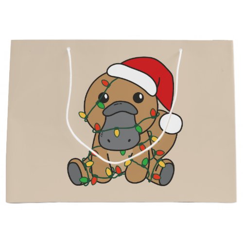 Platypus Christmas Winter Animals Holiday Platypus Large Gift Bag