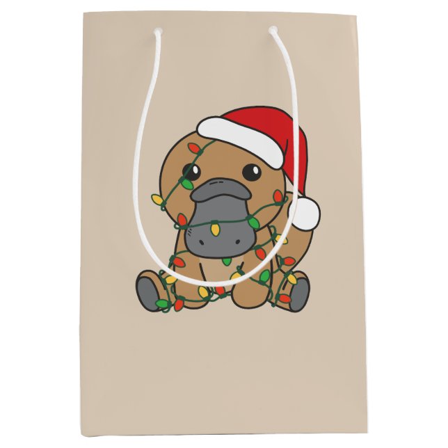 Platypus Christmas Winter Animals Holiday Platypus Medium Gift Bag (Front)