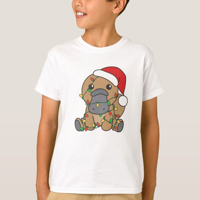 Platypus Christmas Winter Animals Holiday Platypus T-Shirt (Front)