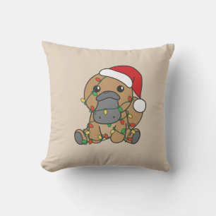 Platypus Christmas Winter Animals Holiday Platypus Throw Pillow