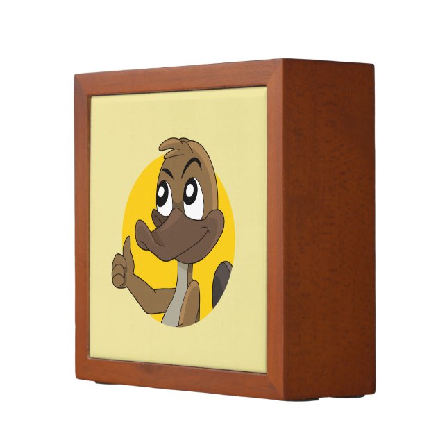 Platypus giving thumbs up cartoon desk organizer (Right)