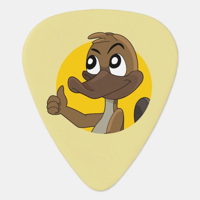 Platypus giving thumbs up cartoon guitar pick (Front)