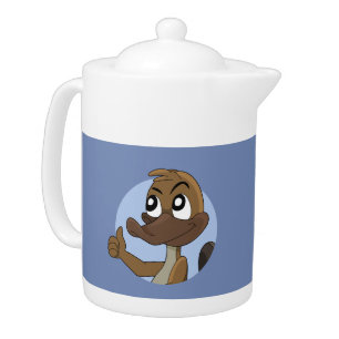 Platypus giving thumbs up cartoon teapot