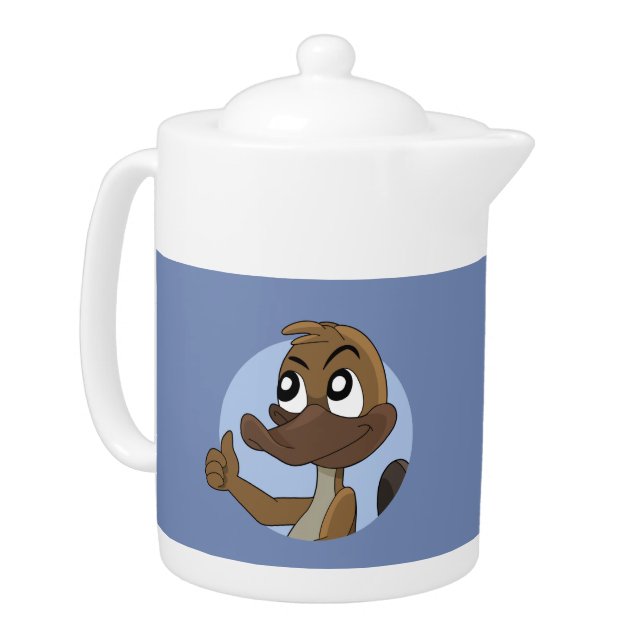 Platypus giving thumbs up cartoon teapot (Left)