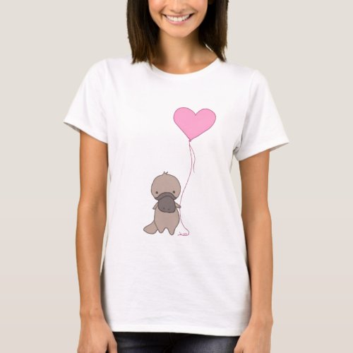 Platypus Holding Heart Balloon T_Shirt
