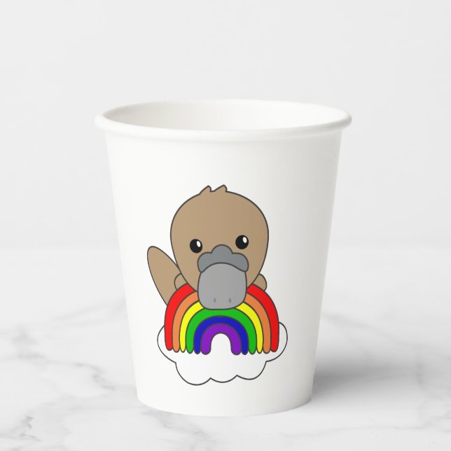 Platypus Rainbow Cute Animals Colorful Paper Cups (Front)