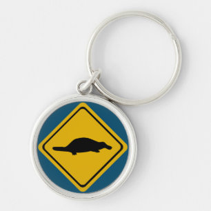 platypus road sign keychain