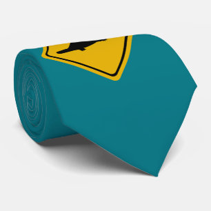 platypus road sign neck tie