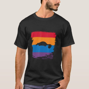 Platypus Shadow Silhouette With Colorful Flag T-Shirt