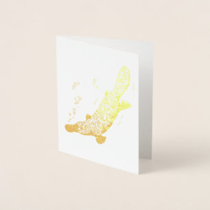 Platypus stylized animal art gold card