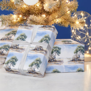 Platypus under gumtree Merry Christmas Wrapping Paper