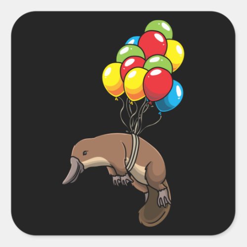 Platypus with Ballons Square Sticker