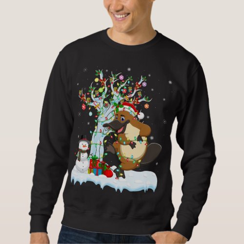 Platypus Xmas Tree Lighting Santa Hat Platypus Chr Sweatshirt