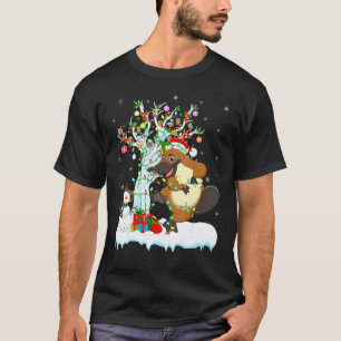 Platypus Xmas Tree Lighting Santa Hat Platypus Chr T-Shirt