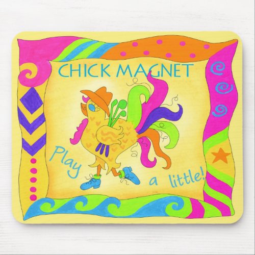 Play A Little Chick Magnet Rooster Mousepad