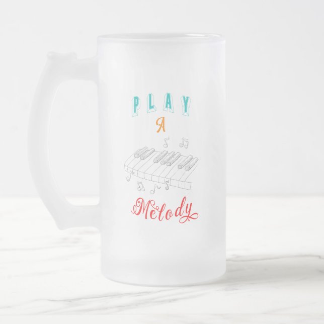Play A Melody Boyfriend Piano Frosted Glass Beer Mug (Left)