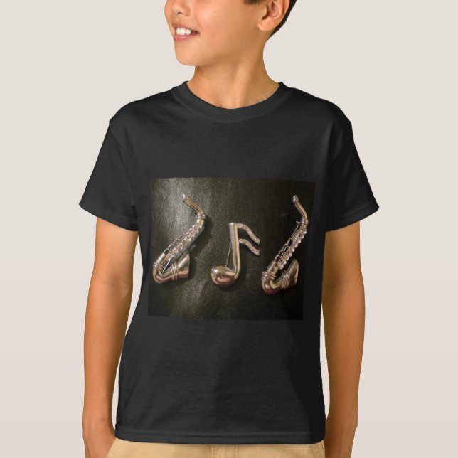 Play a musical note on that Saxaphone T-Shirt (Front)