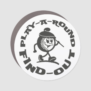 Play A Round Find Out Vintage Mascot Funny Golfer Car Magnet
