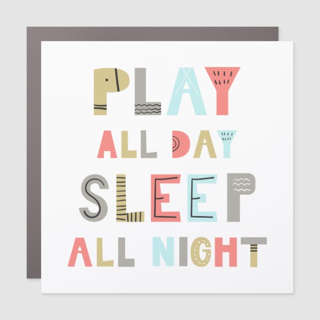 Play All Day Sleep All Night Car Magnet (Front)