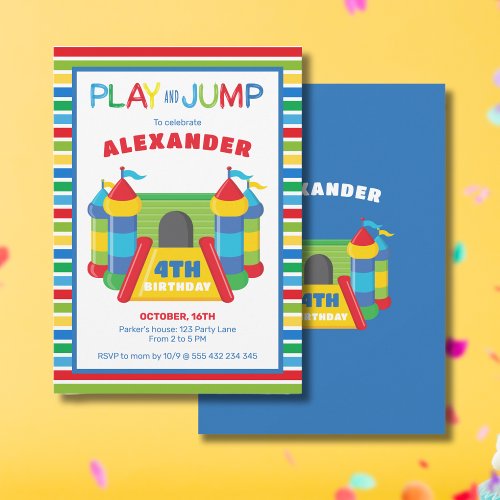 Play and jump blue and red invitation