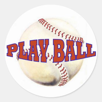 Play Ball 2 Classic Round Sticker by thehotbutton at Zazzle