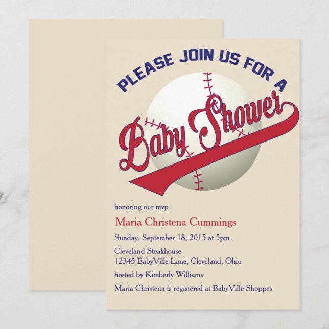 Play Ball Baseball Baby Shower Invitation (Front/Back)