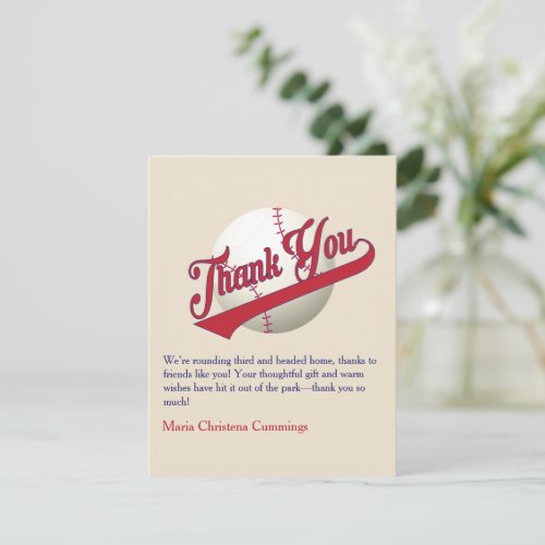 Play Ball Baseball Baby Shower Thank You Card