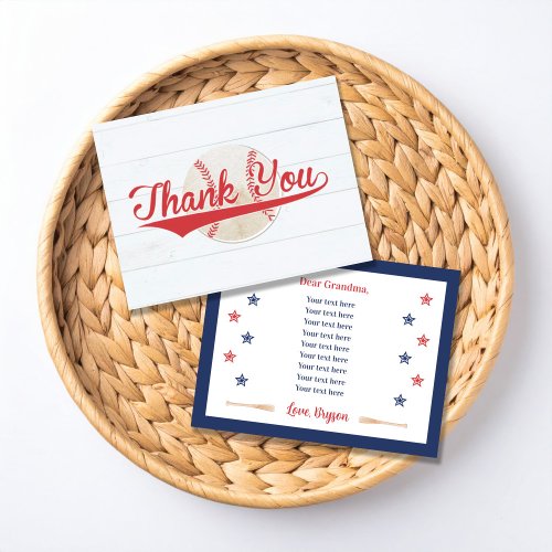 Play Ball Baseball Birthday Thank You Card