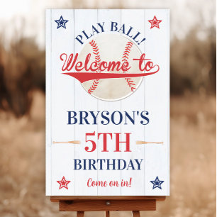 Play Ball! Baseball Birthday Welcome Sign