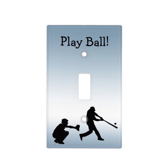 Play Ball Baseball Blue Sports Light Switch Cover (Front)