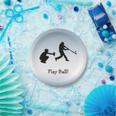 Play Ball Baseball Blue Sports Paper Plate (Party)