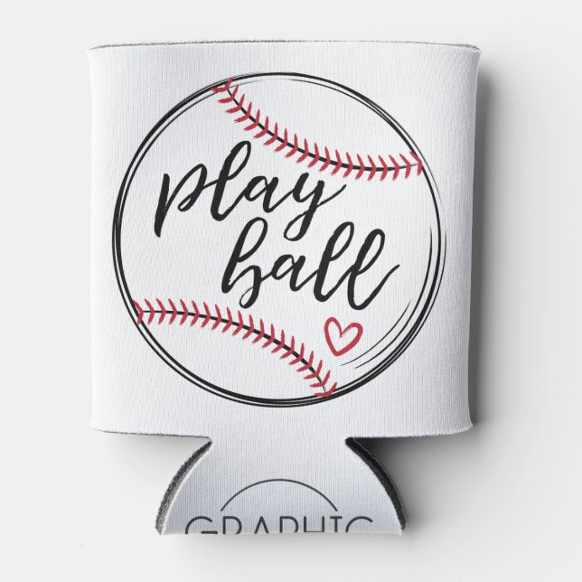 Play Ball Baseball, Personalized Name Number - GLS Can Cooler (Front)