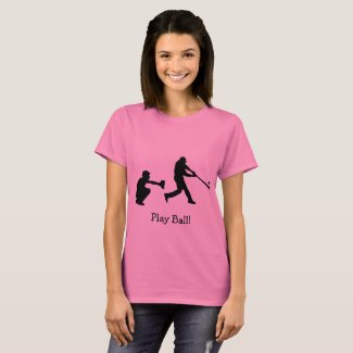 Play Ball Baseball Pink and Black Sports T-Shirt