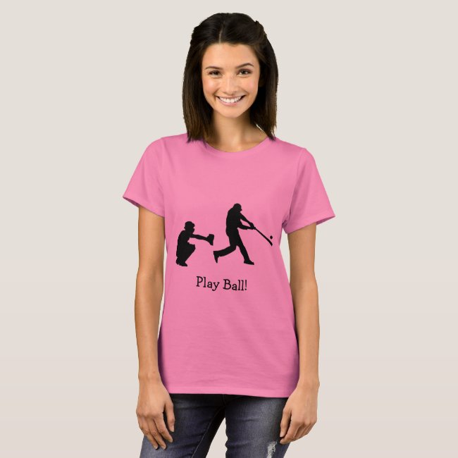 Play Ball Baseball Pink and Black Sports T-Shirt