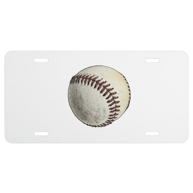 Play Ball Baseball Sketch – Batter Up Sports License Plate (Front)