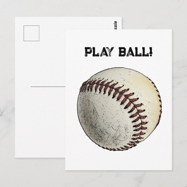 Play Ball Baseball Sketch – Batter Up Sports Postcard (Front/Back)